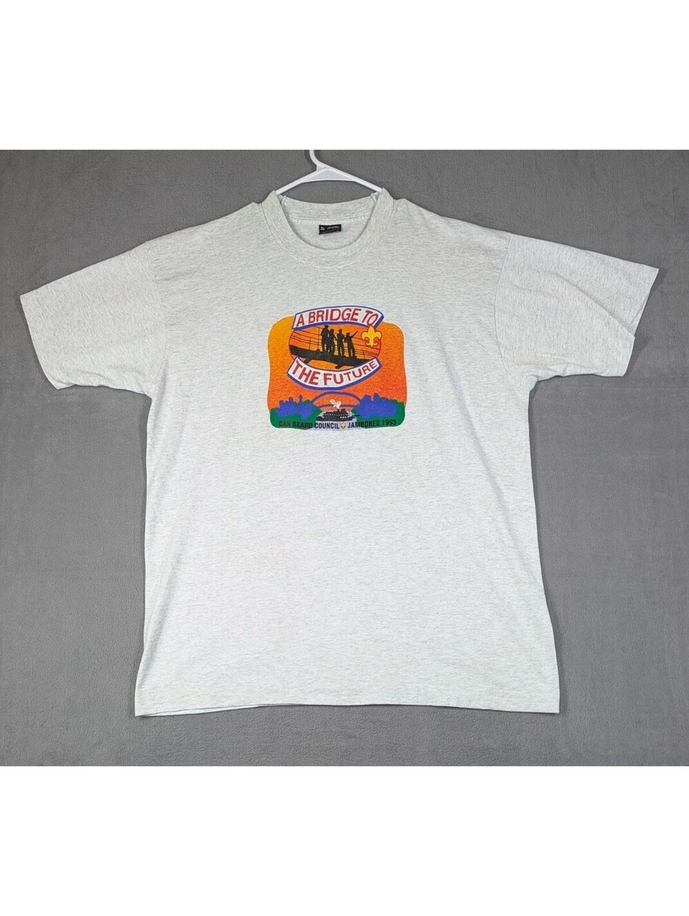 Vintage BSA Mens XL Gray Dan Beard Council 1993 Jamboree Scout Graphic T Shirt